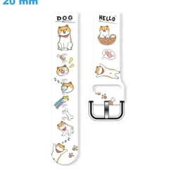 Bracelet 20 mm Caoutchouc Blanc et Motif montre