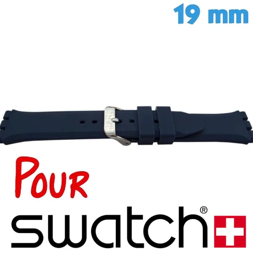Bracelet 19 mm Caoutchouc Bleu montre Swatch