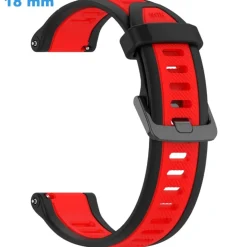 Bracelet 18 mm Caoutchouc boucle Ardillon pour montre Rouge et Noir