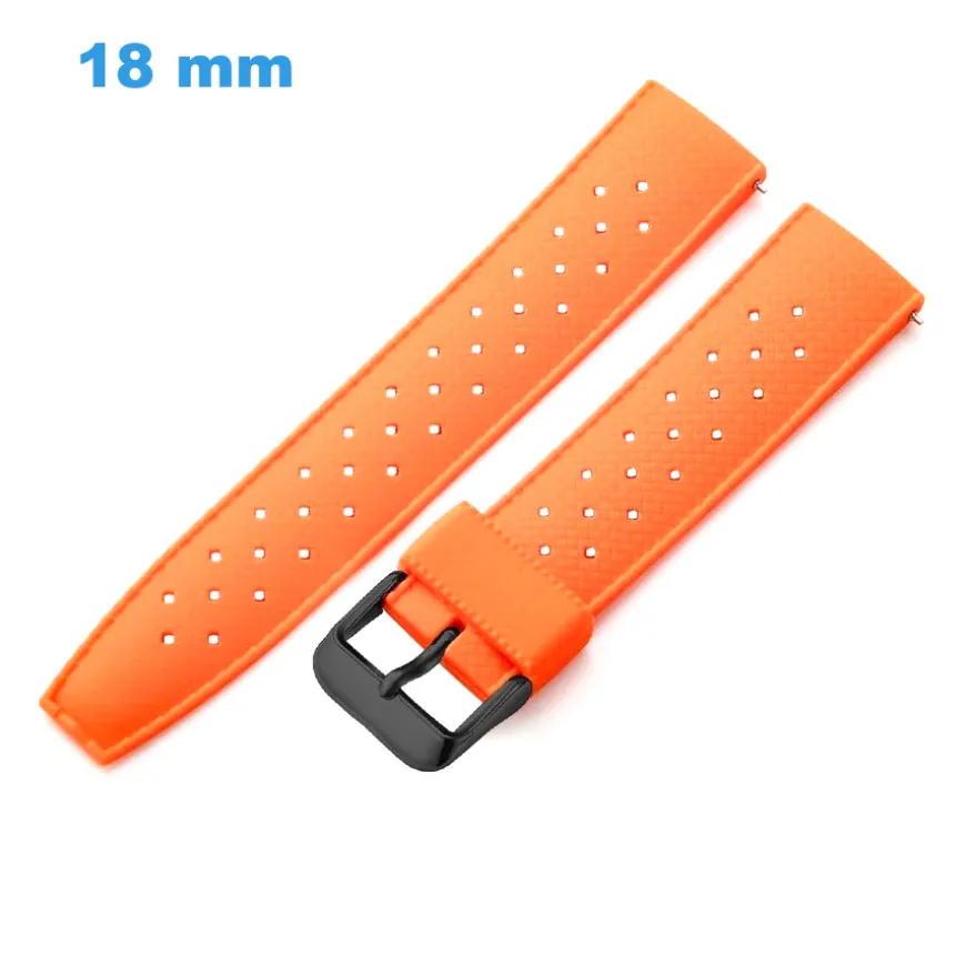 Bracelet 18 mm Caoutchouc fermoir Ardillon de montre Orange