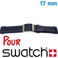 Bracelet 17 mm Cuir de montre Bleu Swatch