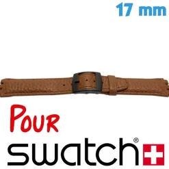 Bracelet 17 mm Cuir Swatch pour montre Brun