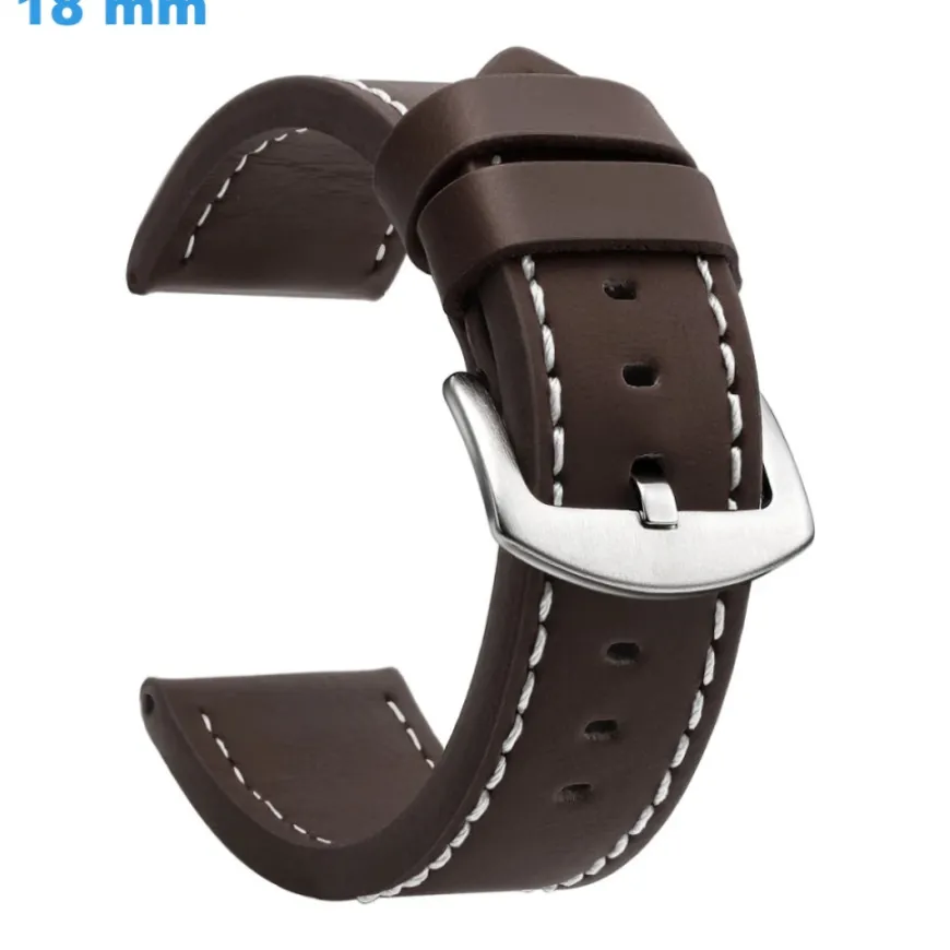 Bracelet 18 mm Cuir Synthétique Brun pour montre fermoir Ardillon