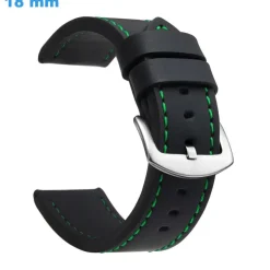 Bracelet 18 mm Cuir Synthétique Noir pour montre