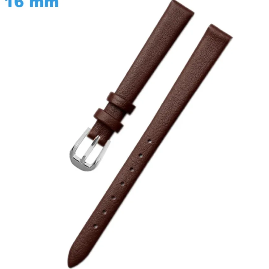 Bracelet 16 mm Cuir véritable Ardillon pour montre Brun