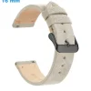 Bracelet 16 mm Cuir véritable Beige pour montre fermoir Ardillon