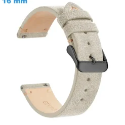 Bracelet 16 mm Cuir véritable Beige pour montre fermoir Ardillon
