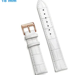 Bracelet 18 mm Cuir véritable Blanc de montre fermoir Ardillon