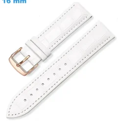 Bracelet 16 mm Cuir véritable Blanc montre boucle Ardillon