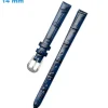 Bracelet 14 mm Cuir véritable Bleu montre boucle Ardillon