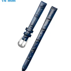 Bracelet 14 mm Cuir véritable Bleu montre boucle Ardillon