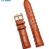 Bracelet 16 mm Cuir véritable Brun pour montre fermoir Ardillon