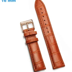 Bracelet 16 mm Cuir véritable Brun pour montre fermoir Ardillon