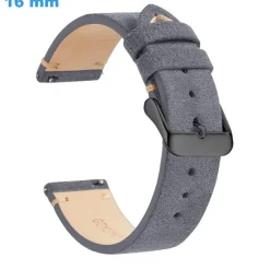 Bracelet 16 mm Cuir véritable fermoir Ardillon de montre Gris