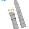 Bracelet 16 mm Cuir véritable Gris de montre boucle Ardillon