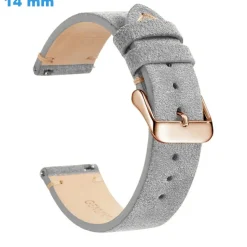Bracelet 14 mm Cuir véritable Gris de montre