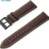 Bracelet 16 mm Cuir véritable montre Brun boucle Ardillon