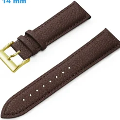 Bracelet 14 mm Cuir véritable montre Brun Ardillon