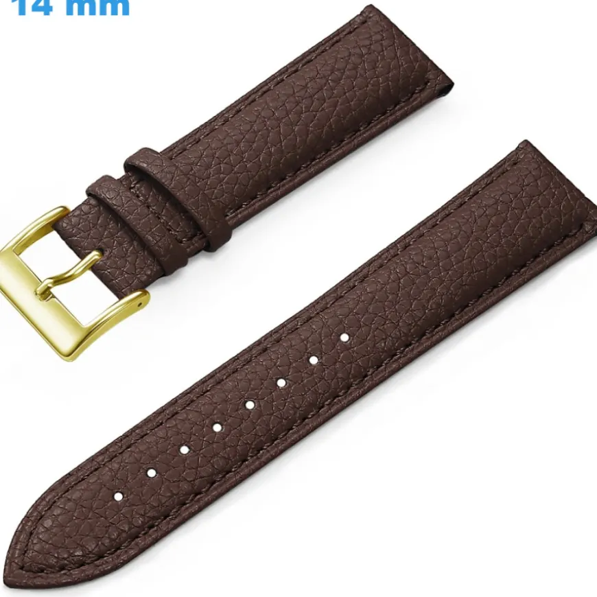 Bracelet 14 mm Cuir véritable montre Brun Ardillon