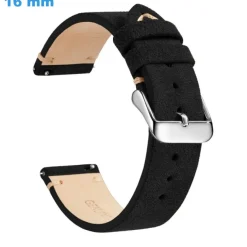 Bracelet 16 mm Cuir véritable montre Noir Ardillon