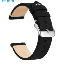 Bracelet 14 mm Cuir véritable Noir de montre Ardillon