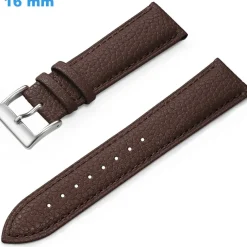 Bracelet 16 mm Cuir véritable pour montre Brun Ardillon