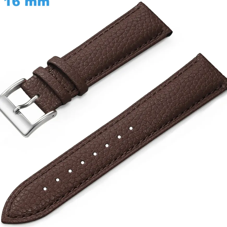 Bracelet 16 mm Cuir véritable pour montre Brun Ardillon