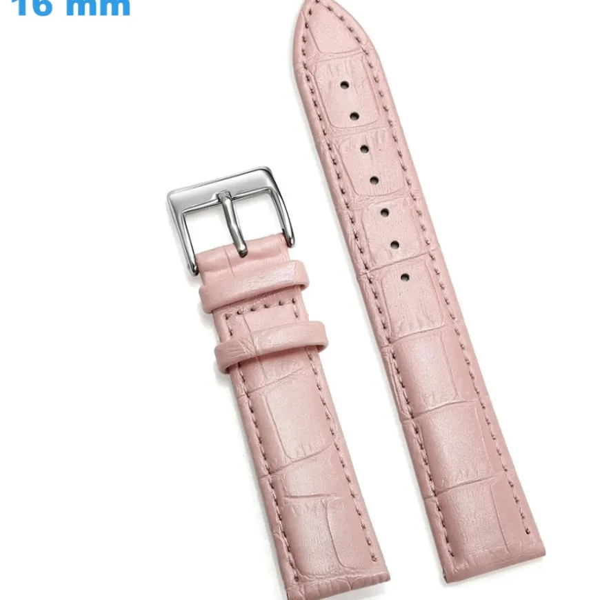 Bracelet 16 mm Cuir véritable Rose pour montre