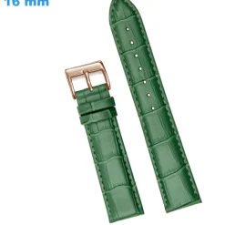 Bracelet 16 mm Cuir véritable Vert de montre Ardillon