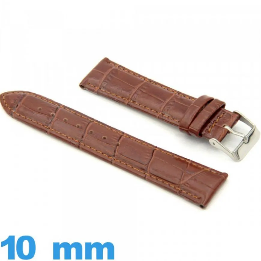 Bracelet 10 mm de montre cuir véritable Alligator