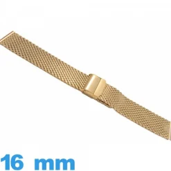 Bracelet 16mm de montre Maille Milanaise doré acier