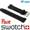 Bracelet 19 mm de montre pour Swatch Noir Silicone lisse