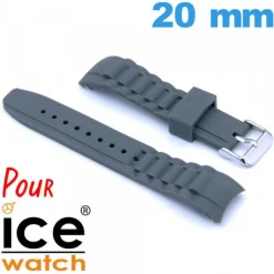 Bracelet 20mm Gris de montre pour Ice Watch Cahoutchouc