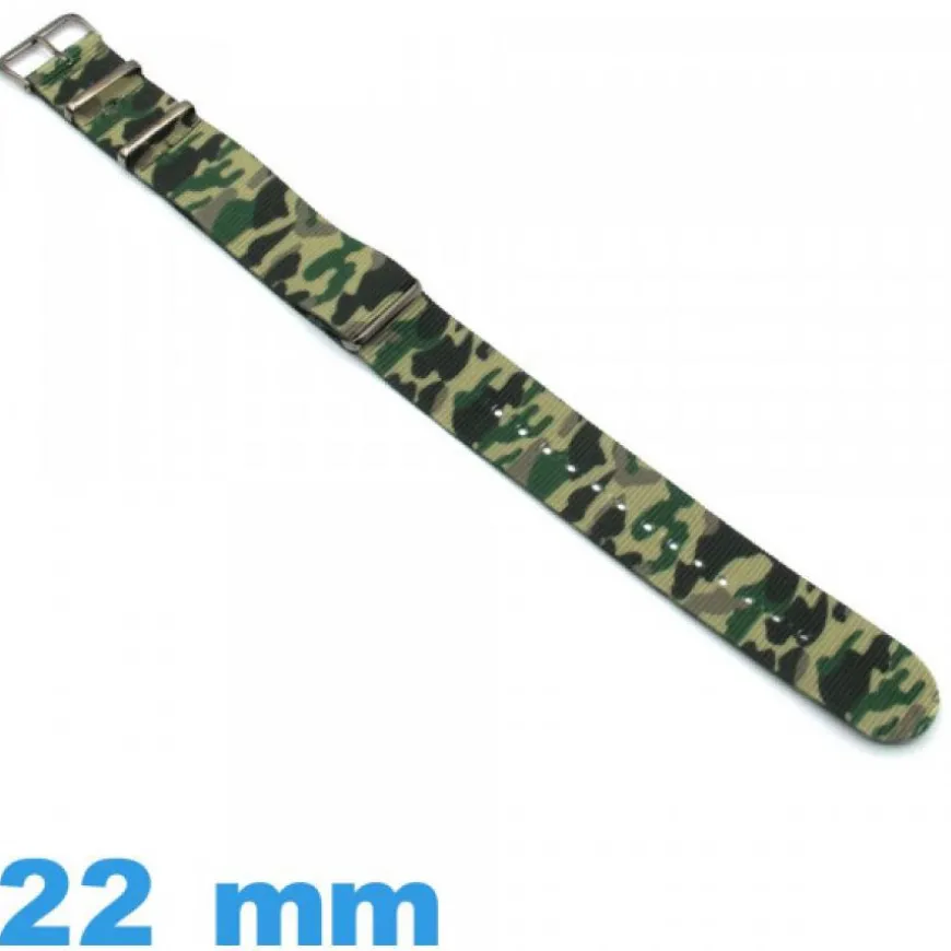 Bracelet 22 mm Militaire de montre Vert Nato Textile