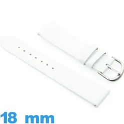 Bracelet 18 mm montre Blanc Cuir de veau Plat