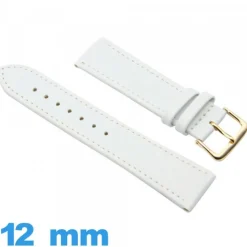 Bracelet 12mm montre Blanc Faux cuir