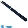 Bracelet 18 mm montre Bleu Nato Textile