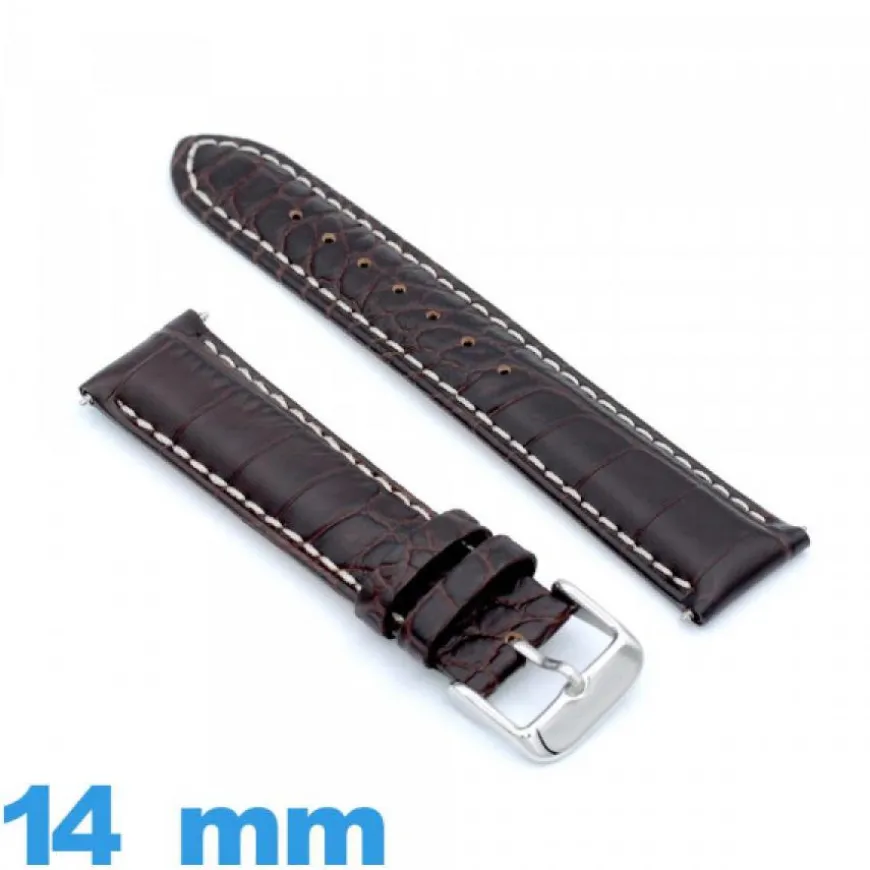 Bracelet 14mm montre Cuir de veau véritable de luxe à motif d'écailles