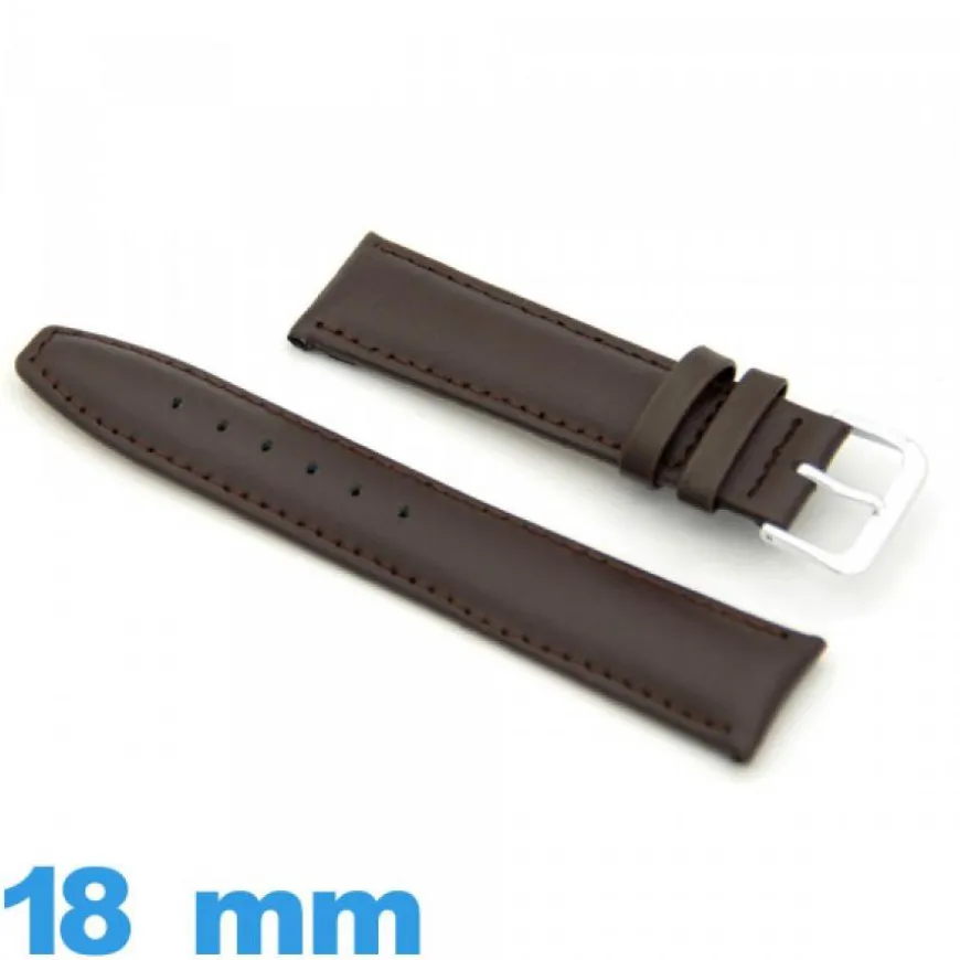 Bracelet 18 mm montre Cuir véritable Lisse