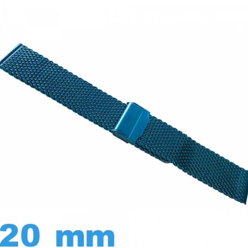 Bracelet 20mm montre MESH tressé bleu métal