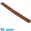 Bracelet 18 mm montre Noir et Orange N.A.T.O tissu