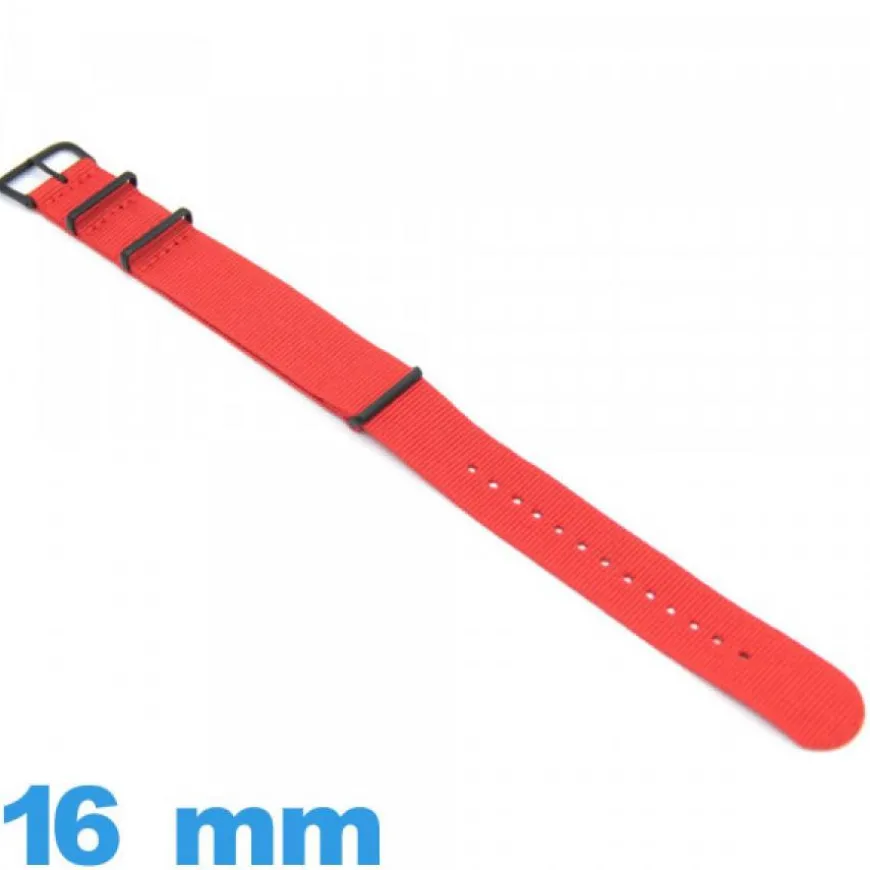 Bracelet 16 mm montre Rouge N.A.T.O Textile