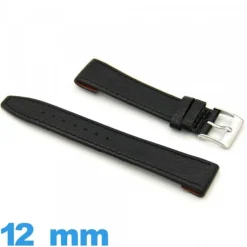 Bracelet 12mm Noir de montre  Cuir véritable