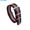 Bracelet 20 mm Nylon Ardillon de montre Noir et Orange