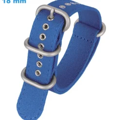 Bracelet 18 mm Nylon Bleu de montre boucle Ardillon