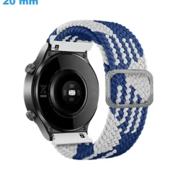 Bracelet 20 mm Nylon Bleu et Blanc montre