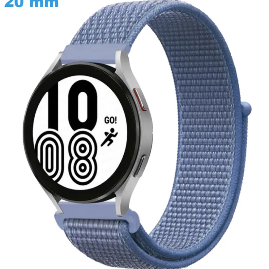 Bracelet 20 mm Nylon Bleu pour montre fermoir Velcro