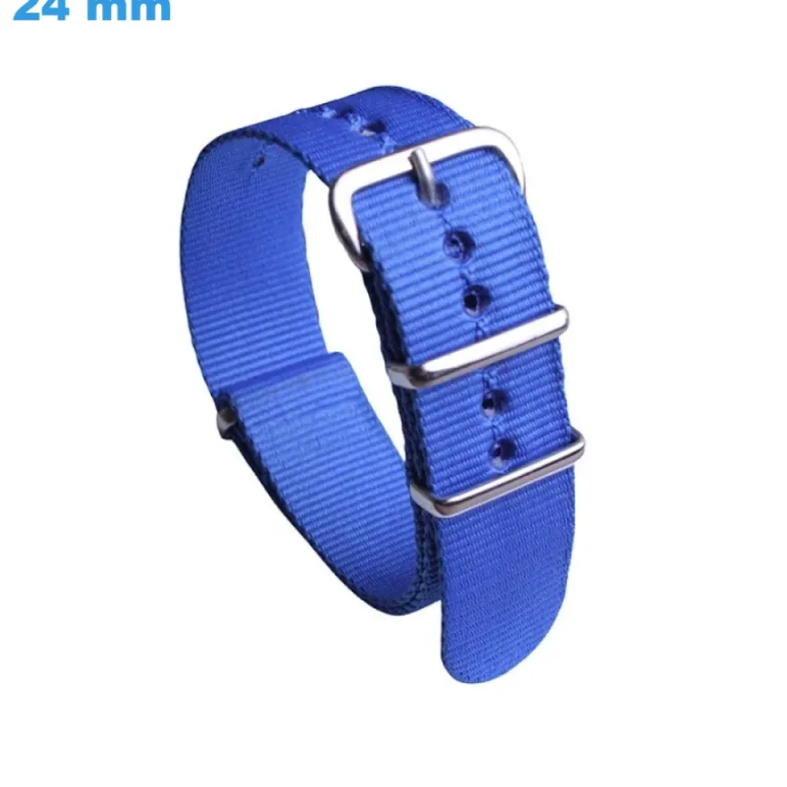 Bracelet 24 mm Nylon boucle Ardillon pour montre Bleu