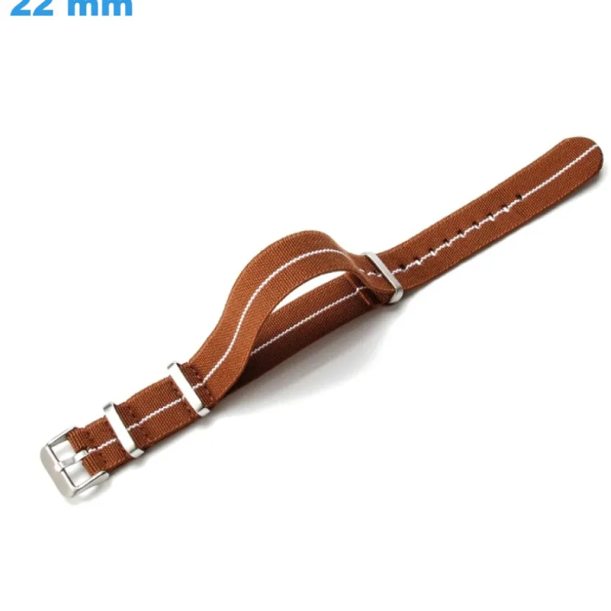 Bracelet 22 mm Nylon boucle Ardillon pour montre Brun