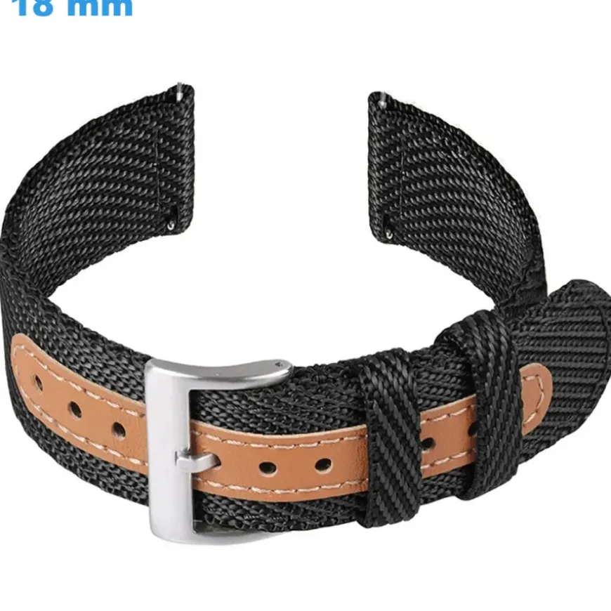 Bracelet 18 mm Nylon de montre Noir